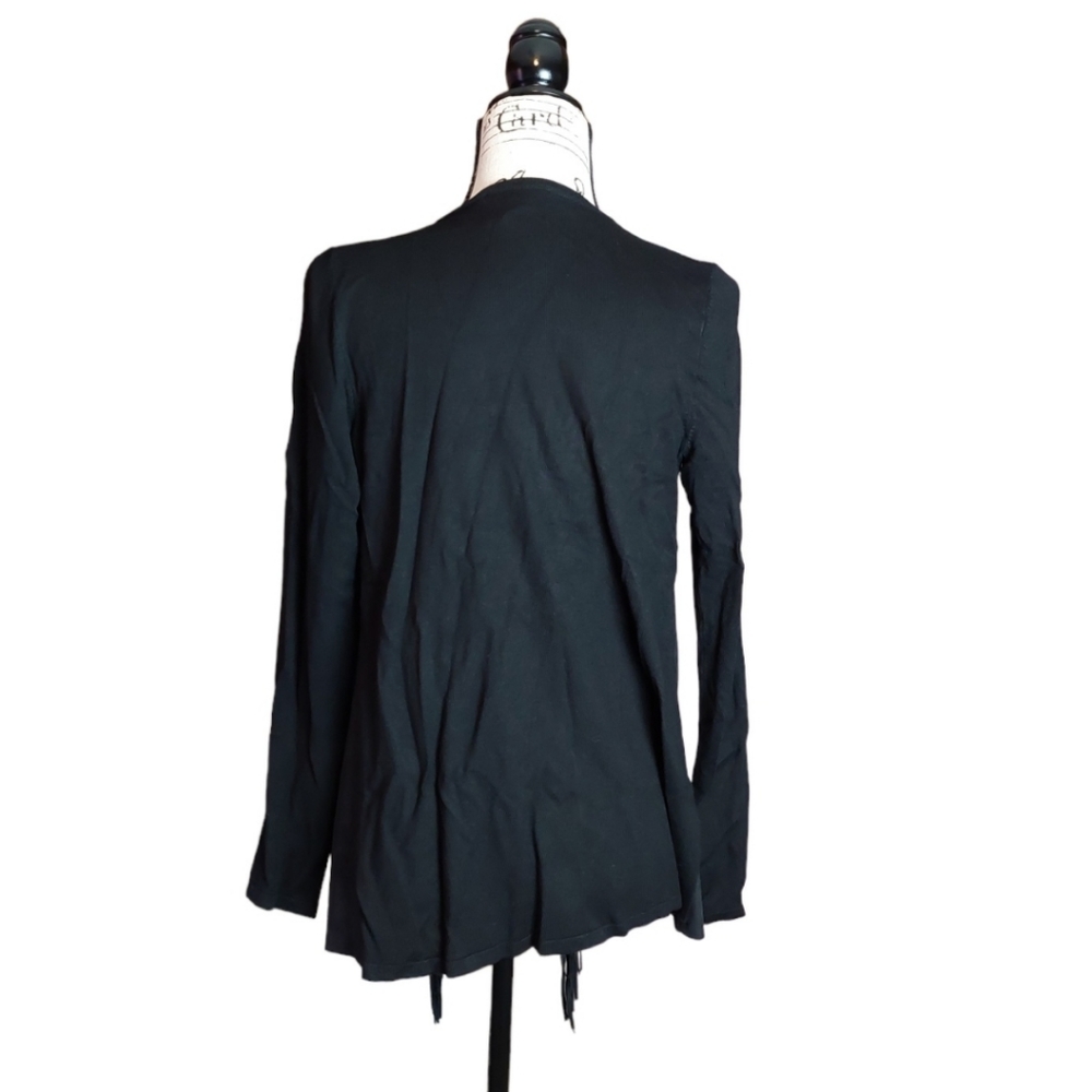 INC International Concepts Black Fringe Draped Open Cardigan - Picture 2 of 11